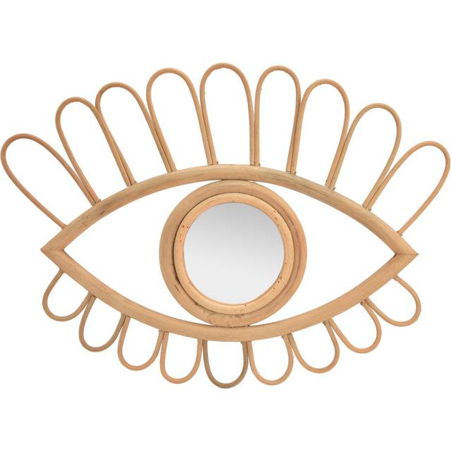 Rattan Eye Wall Mirror Hand Woven Innovative Art Dressing Makeup Bathroom Hanging Decoration