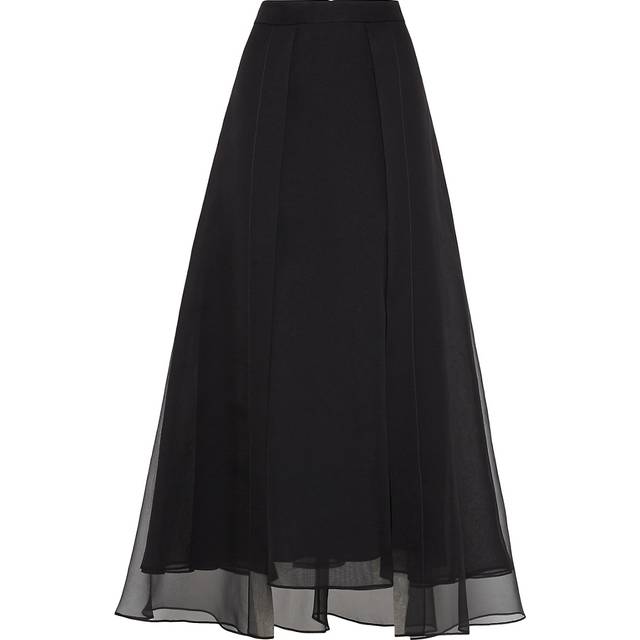 Crispy Silk Paneled Maxi Circle Skirt - BLACK - 42 IT (6 US)