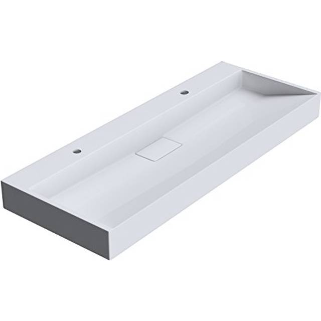Durovin Bathrooms - Bathroom Cloakroom 1200 x 460mm (WxD) Cast Stone Resin Bathroom Basin - Wall Hung Or Countertop basin Sink Two Tap Hole