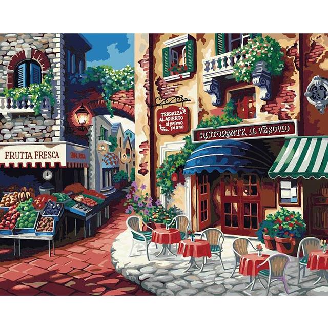 5D DIY Diamond Painting Coffee Shop Embroidery Mosaic Cross Stitch Rhinestone Decoration 20X30CM
