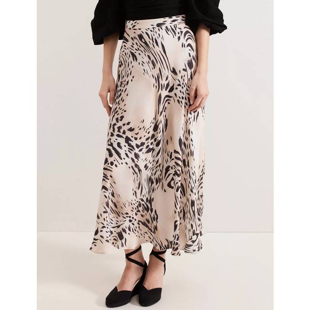 Phase Eight Orla Animal Print Maxi Skirt, Black/Ivory