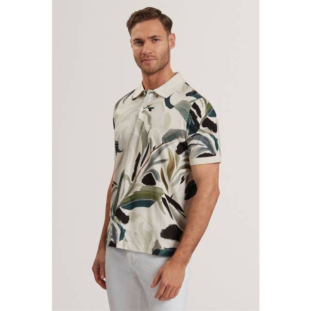 Ted Baker Kivem Cotton Regular Fit Floral Polo Shirt, Ecru