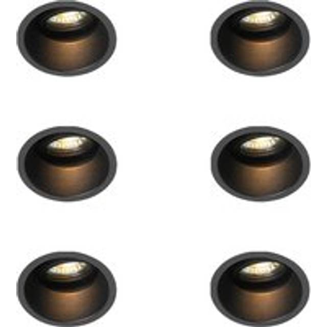 Qazqa - Set of 6 Modern Recessed Spotlights Black Adjustable - Alloy
