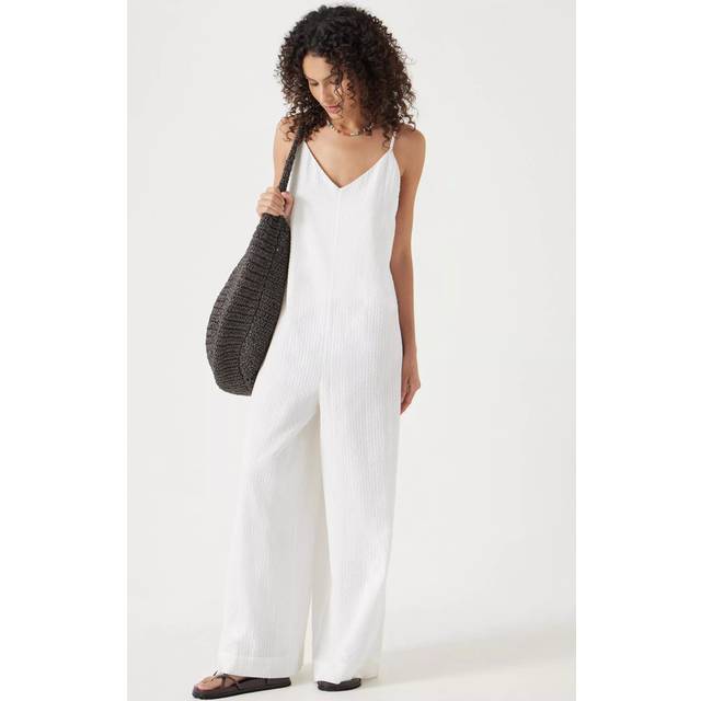 HUSH Seersucker Cotton Flared Jumpsuit