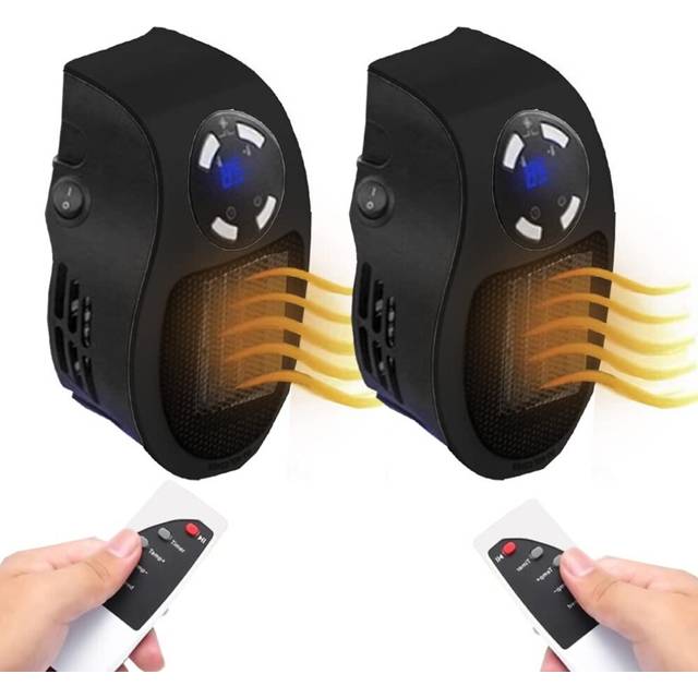 (1PC Black) Space Fan Heater 500W Plug In Led Screen Display