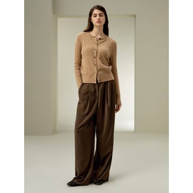 LILYSILK Cashmere Cardigan Ladies Gcs Baby Cashmere Rib-Knit Hem Fashion-Forward UK Camel XL