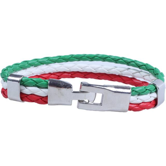 Jewelry bracelet, Italian flag bangle, leather alloy, for men's women, green white red (width 14 mm, length 21.5 cm)