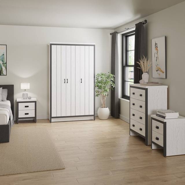 GFW Boston White Oak 4 Piece Bedroom Furniture Set