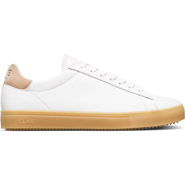 (White, 7 (Adults')) Clae Bradley Leather Men's White/Natural Gum Trainers