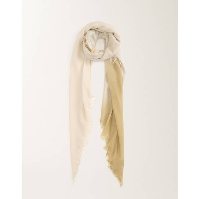 Fabiana Filippi Gradient-print Cotton Scarf, Vanilla, Putty And Gold - Woman Scarves & Stoles Yellow It U