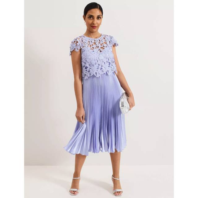 Phase Eight Petite Dana Lace Dress, Lavender