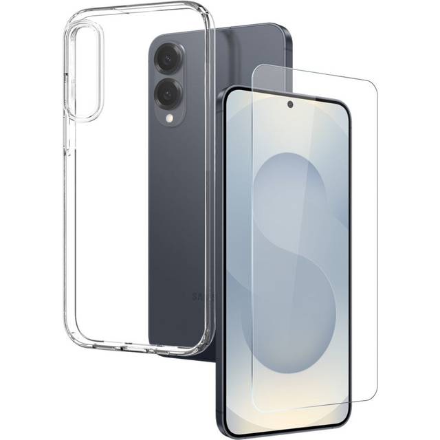 Samsung Galaxy S25 Edge 2-i-1 Flexibelt Plast Skal och Härdat Skyddsglas - Genomskinlig