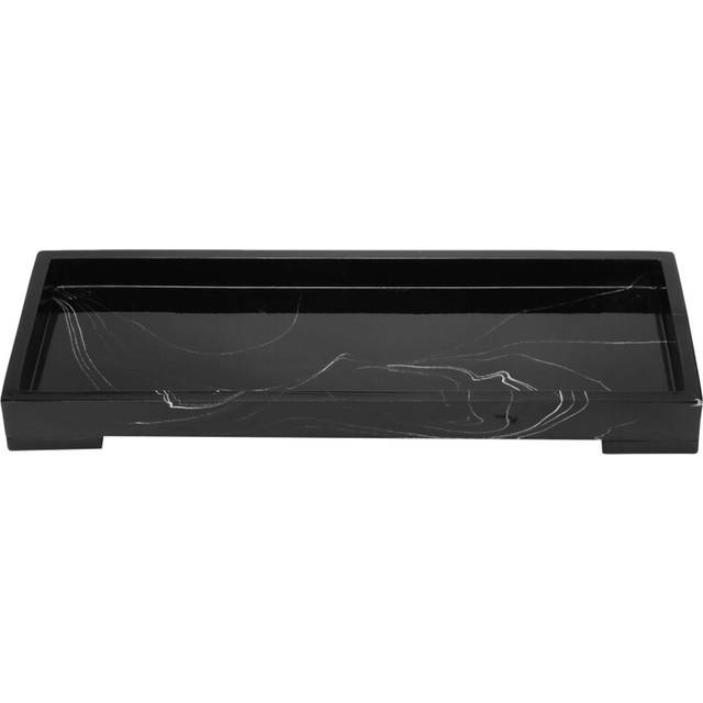 Vanity Tray Black Bathroom Countertops Toilet Tank Storage Tray, Marble Stone Organizer for Closets,Dressers,Watch,Keys,Perfume,Plant,Towel