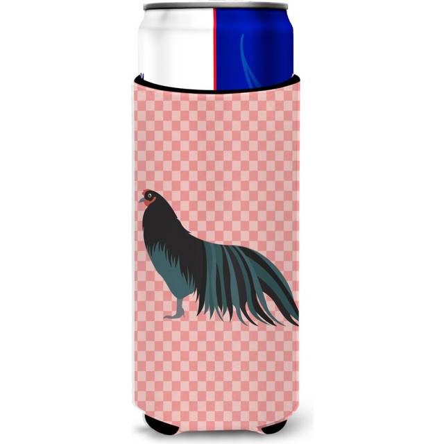 Caroline's Treasures Sumatra Chicken Pink Check Decorative Can Hugger  Slim  Multicolor