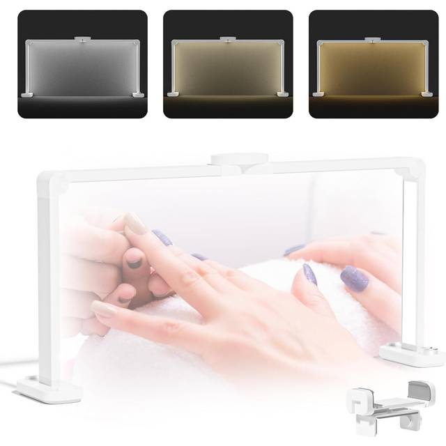 40w square nail desk lamp 33.5inch half moon foldable table white