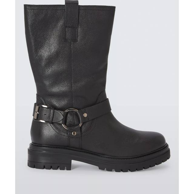 John Lewis Parkes Leather Biker Boots, Black