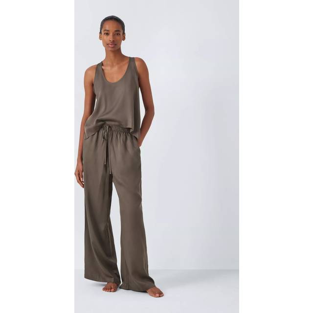 John Lewis Modal Satin Racerback Lounge Set, Khaki