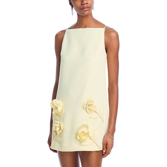 Flower Appliqué Mini Shift Dress - Yellow - London-based label Self-Portrait was established in 2013, by Malaysian designer Han Chong, with a focus on offering designs that blended elegance and functionality. Since launching, the brand has experienced a loyal following thanks to its collections of feminine dresses and timeless everyday pieces that can transcend seasons and make you feel great while wearing them.