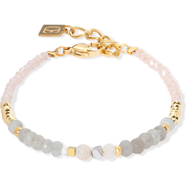 Coeur De Lion Elegance Gemstones Bracelet Gold Plated Beige For Women - beige/gold/silver