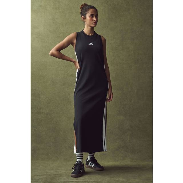 Essentials 3-stripes Long Racerback klänning, BLACK/WHITE, Dam, XS