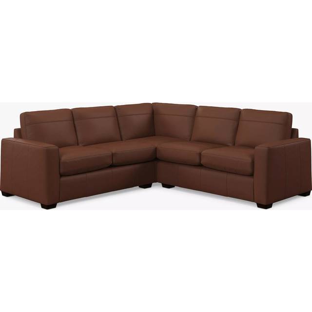 John Lewis Oliver II 5 Seater Leather Corner Sofa, Dark Leg
