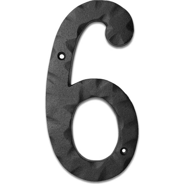 NACH House Numbers for Outside  6 inch Black Address Numbers for House - Number 6 - Rustic Numbers for Outside with Mounting Hardware