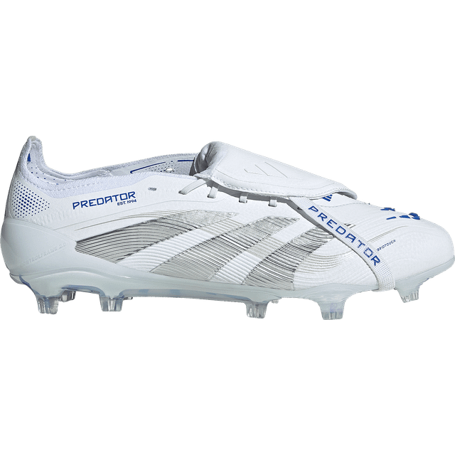 Predator Elite Fold-Over Tongue Firm Ground Boots - Cloud White / Silver Metallic / Bright Royal - 8.5