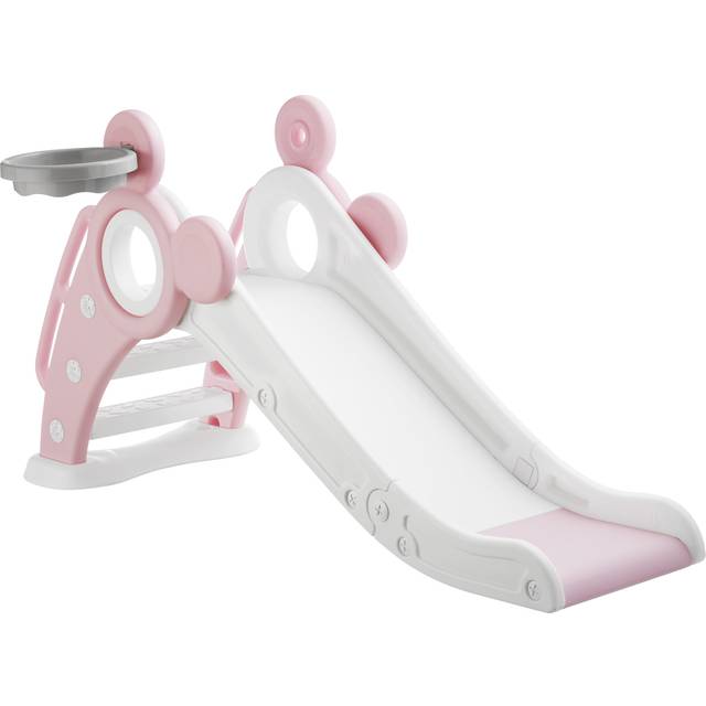 Children's Slide Joy - with basketball hoop, foldable, indoor and outdoor use, load capacity 50 kg - pink