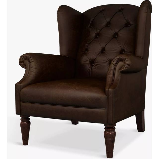 John Lewis Claverdon II Leather Armchair, Dark Leg, Galveston Bark