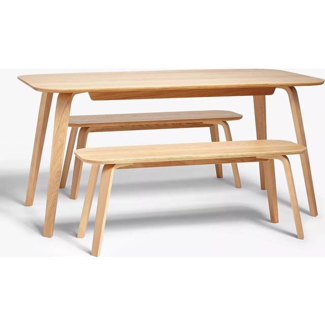 John Lewis Anton 6 Seater Dining Table and 2 Benches, Oak
