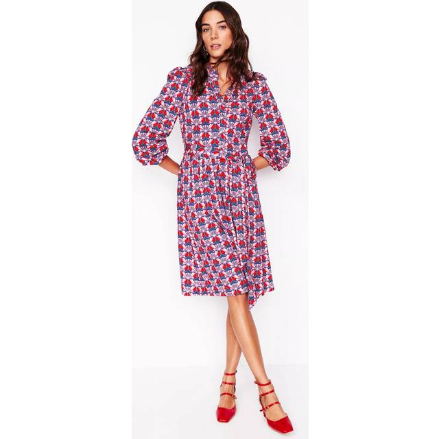 Boden Willow Frill Shirt Dress, Red/Multi