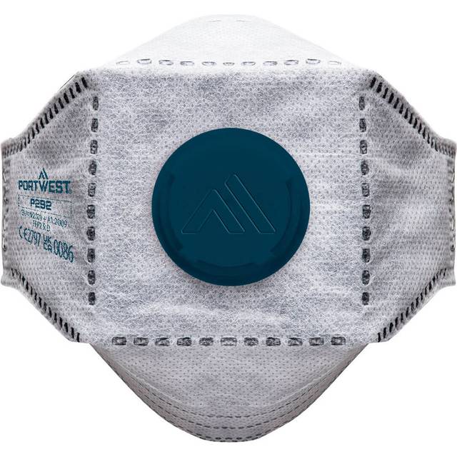 Portwest EAGLE FFP2 Valved Carbon Fold Flat Respirator (Pk10) - White