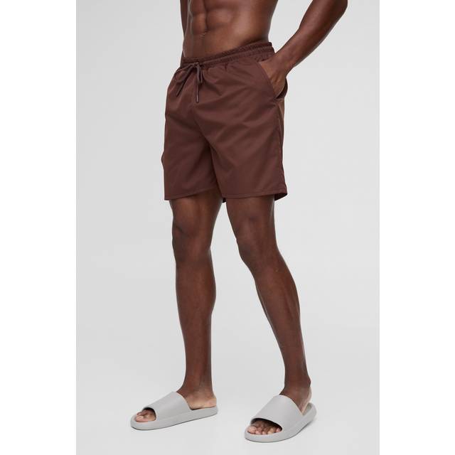 Mid Length Swim Short in Chocolate - Brown - XS