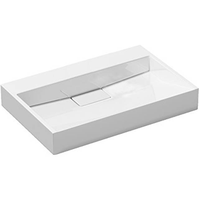Durovin Bathrooms - Bathroom Cloakroom 600 x 380mm (WxD) Cast Stone Resin Bathroom Basin - Wall Hung Or Countertop basin Sink No Tap Hole - Concealed