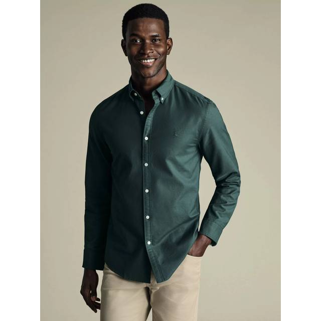 Charles Tyrwhitt Button Down Stretch Oxford Shirt Teal Green