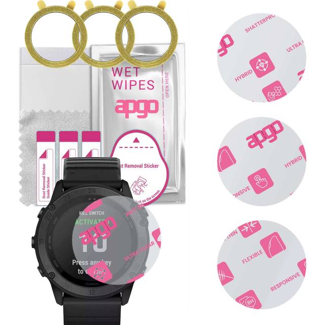 3x apgo Ultra-Clear Hybrid protective glass compatible with Garmin Tactix Delta, flexible nano glass, great replacement for tempered glass, scratch-re