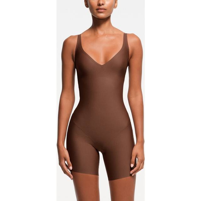 SKIMS Core Sculpt Plunge Mid Thigh Bodysuit | Medium Neutral | XL | SKIMS Body - Jasper