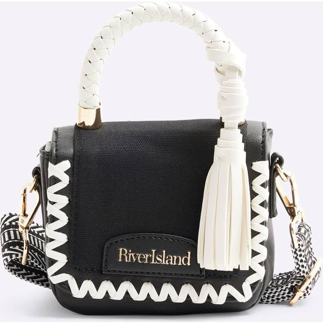 River Island Girls Black Canvas Monochrome Cross Body Bag - One Size
