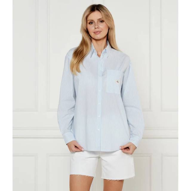 Calvin Klein Relaxed Cotton Long Sleeve Shirt, Blue/Multi
