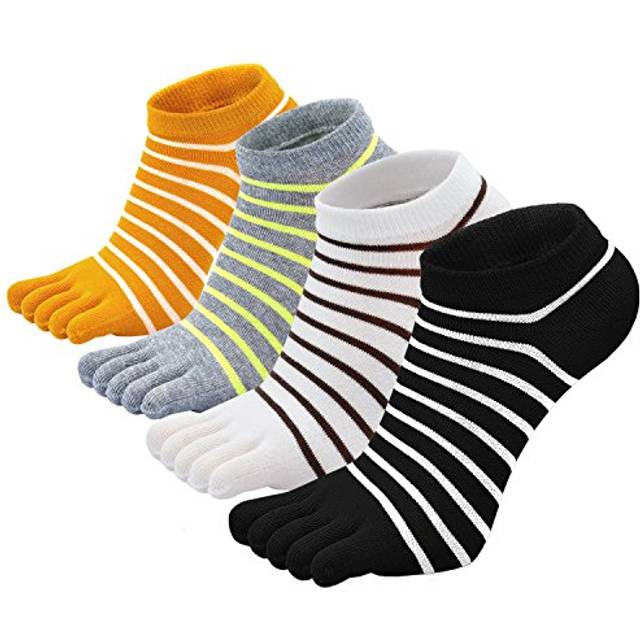 Tåstrumpor dam Fem fingerstrumpor gjorda av bomull, damsneakerstrumpor med tår för sport Löpning fritid, andningsbara och färgglada strumpor, 4/5 par (Flerfärgad-14, 36-41)