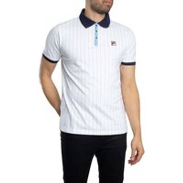 Fila men's classic vintage striped polo shirt, white