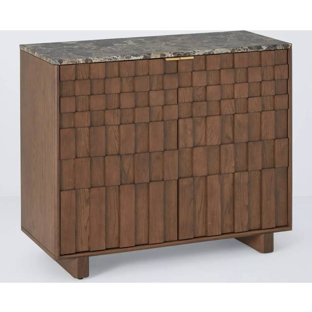 John Lewis Check Marble Top 2 Door Sideboard, Dark Brown