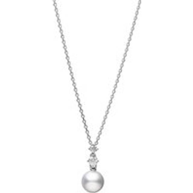 Mikimoto 18ct White Gold Akoya Pearl 0.10ct Diamond Morning Dew Necklace