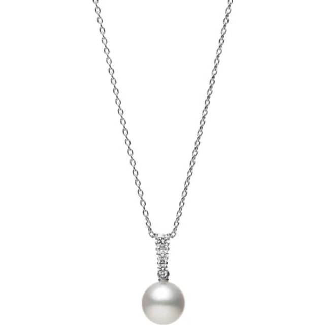 Mikimoto 18ct White Gold Akoya Pearl 0.13 ct Diamond Morning Dew Necklace