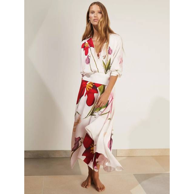 Reiss New York Botanical Gardens Nola Floral Print Maxi Dress, Ivory/Multi