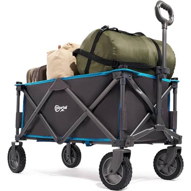 Portal Festival Camping Trolley Cart with Wheels Folding Garden Beach Wagon Foldable Pull along Trolley 100KG Trailer Collapsible with Removable
