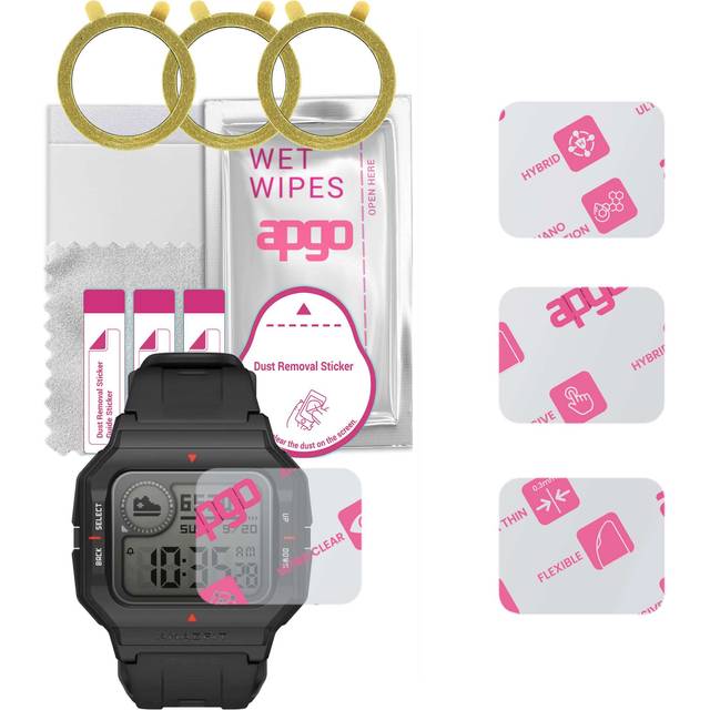 3x apgo Ultra-Clear Hybrid protective glass compatible with Amazfit Neo, flexible nano glass, great replacement for tempered glass, scratch-resistant,
