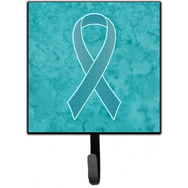 """""Caroline's Treasures AN1201SH4 Teal Ribbon For Ovarian Cancer Awareness Leash or Key Holder  Small  Multicolor"""""