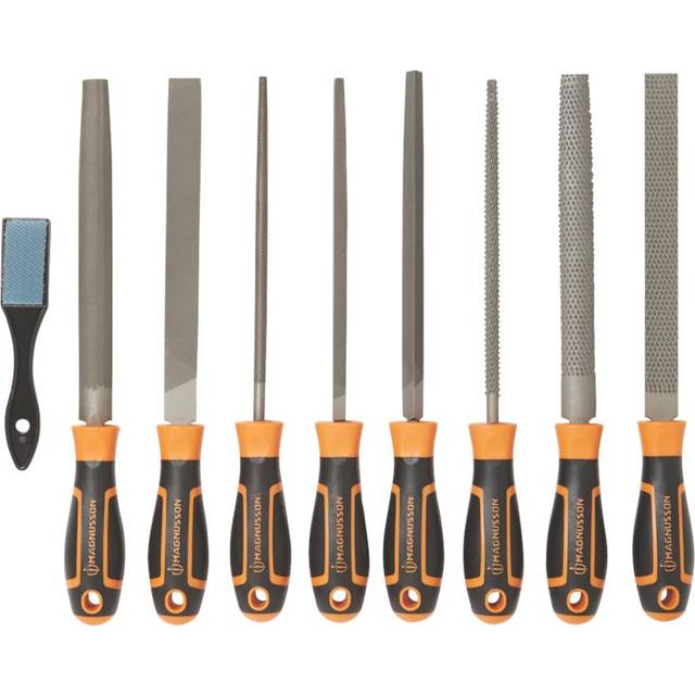 Magnusson 9 Piece Carbon Steel File & Rasp Set (L)200mm - Black / orange - One Size