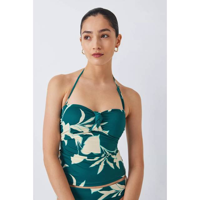 John Lewis Califloral Bandeau Tankini Top, Lagoon